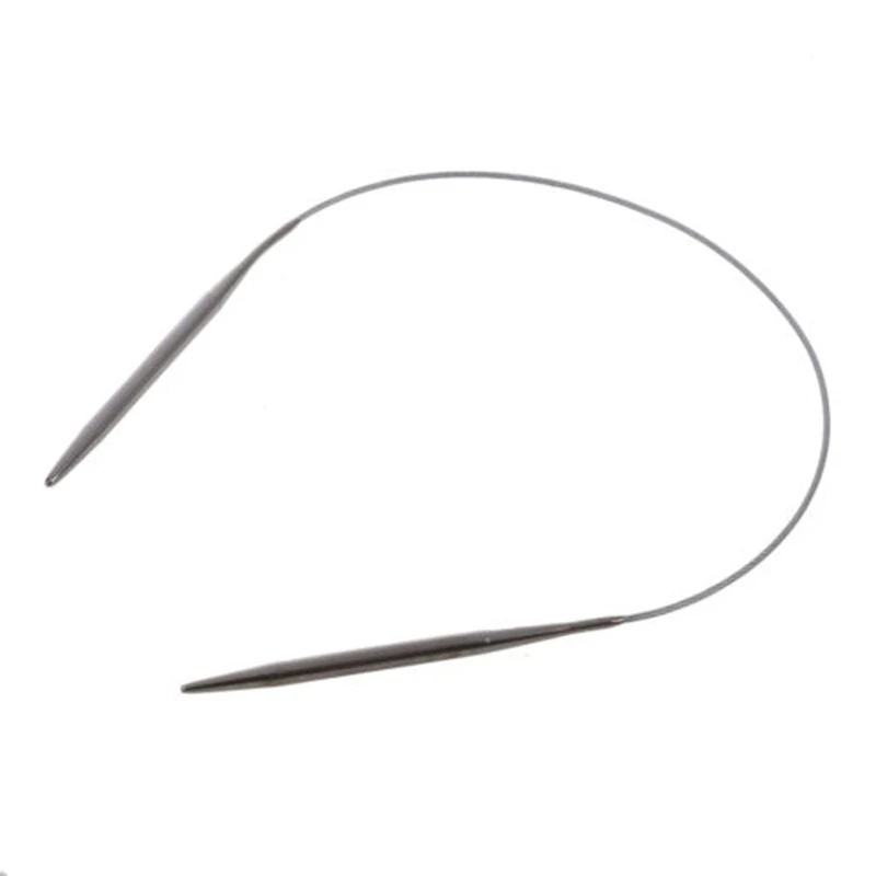 11 Sizes 43cm Durable Silver Crochet Knitting Needle Tool Set Stainless Steel Circular Sewing Needles | Дом и сад