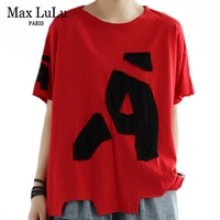 max lulu 2021 korean style summer tops womens casual printed loose tee shirts ladies vintage o neck tshirts oversized clothing