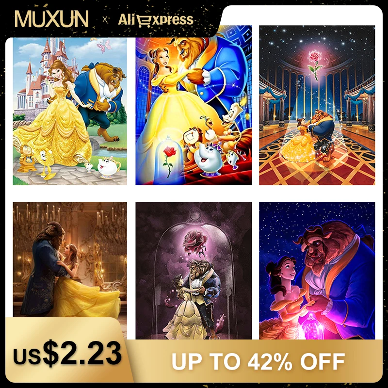 Алмазная картина 5D сделай сам Красавица и Чудовище алмазная вышивка с