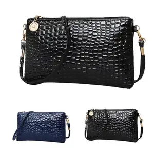 70 hot sell women crocodile pattern solid color zipper crossbody shoulder bag phone holder free global shipping