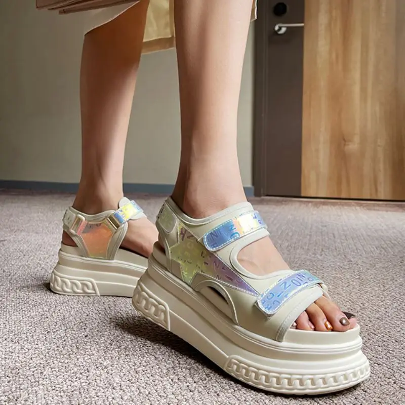 

RIZABINA Real Leather Women Sandals Platfoem Summer Shoes Woman Street Fashion Daily Lady Casual Sandalias Footwear Size 34-39