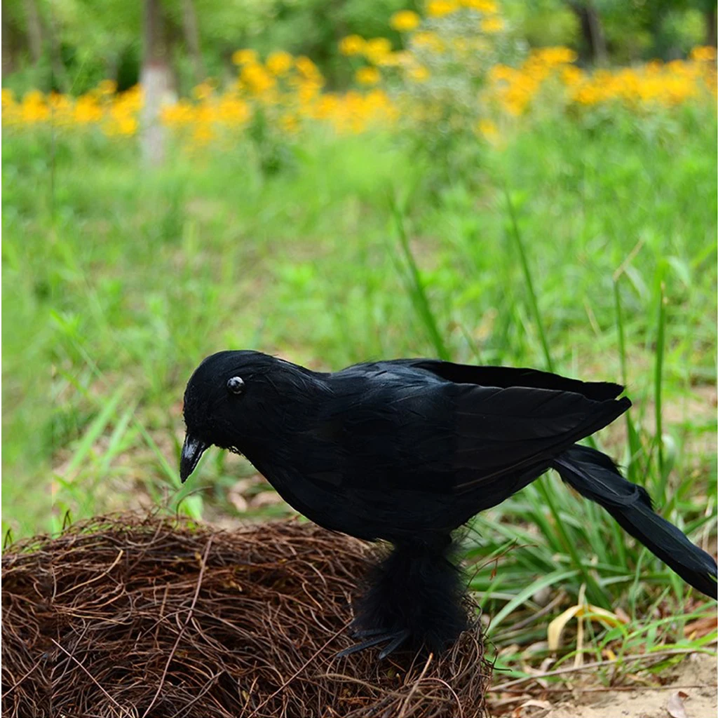 

6 штук реалистичные Хэллоуин украшения птицы черные Пернатые воронки