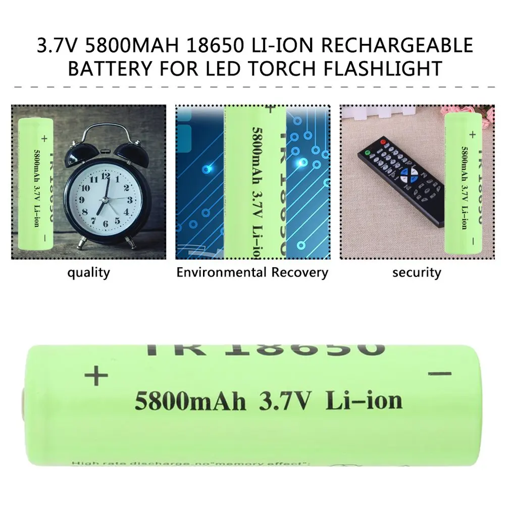18650 Li-ion 5800mAh Capacity 3.7V Rechargeable Battery for LED Torch Flashlights Blue Torch Batteries