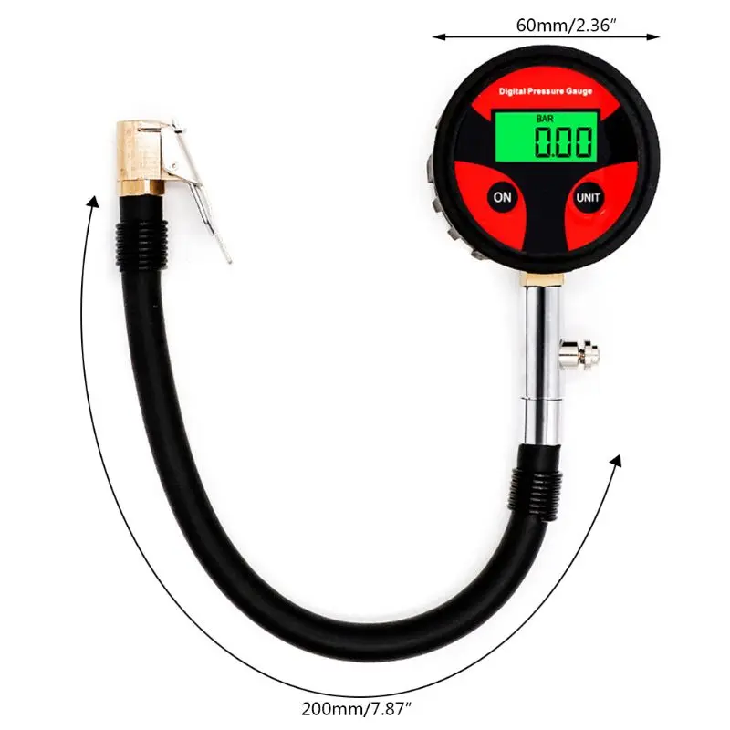 

0-200PSI Digital Tyre Tire Air Pressure Gauge LCD Manometer For Car Motorcycle