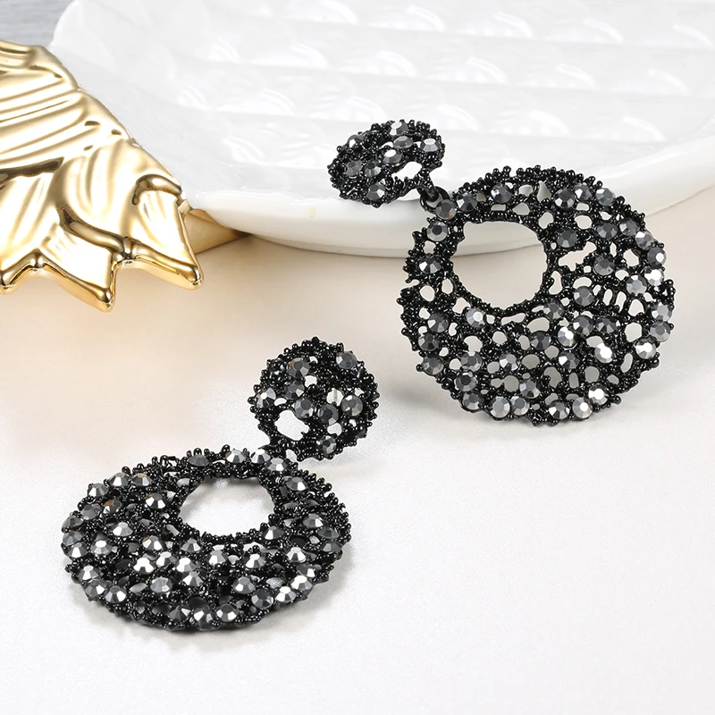 Wbmqda Ретро Черные Кристальные длинные висячие серьги пистолет черные модные