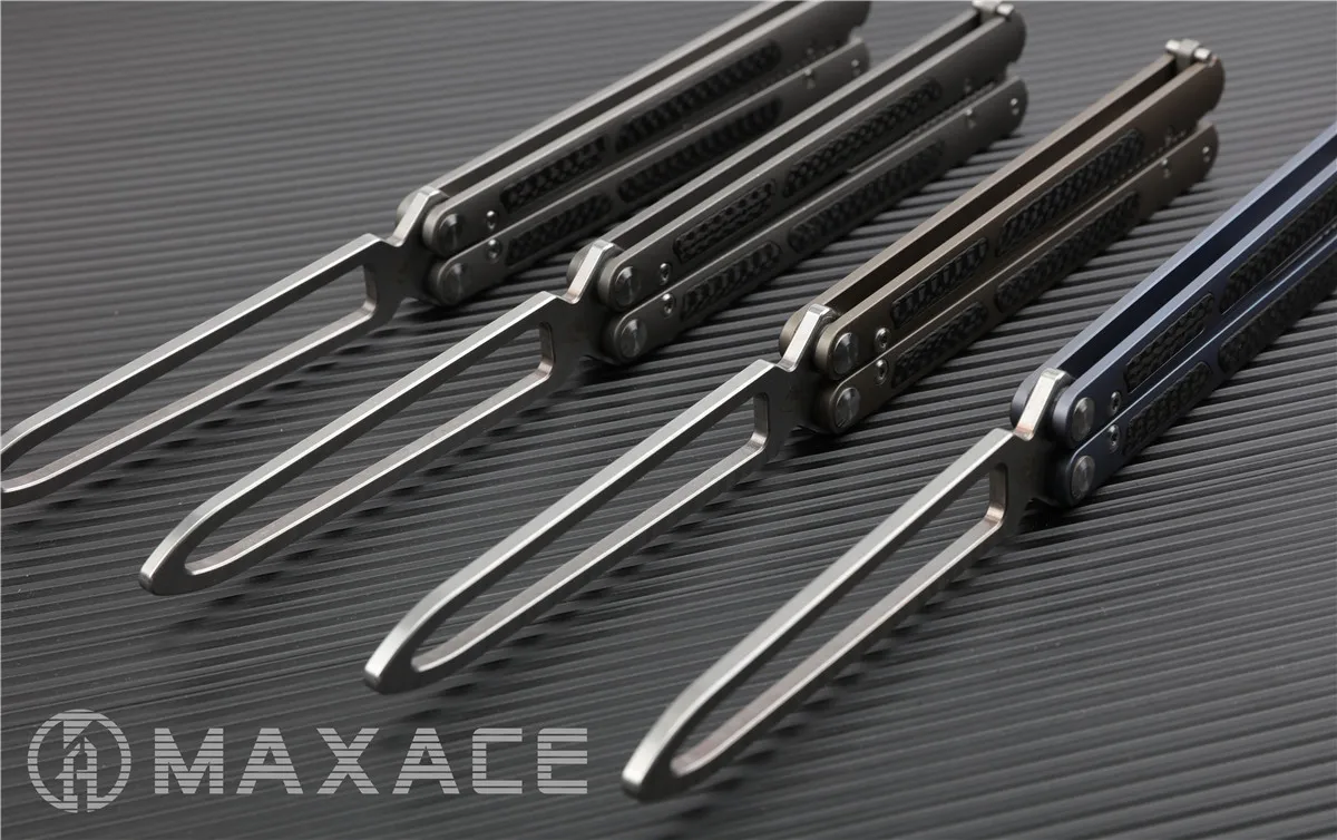 MAXACE ножи Пакт Бабочка нож для тренера KVT Керамический шарикоподшипник M390 TC4 + CF