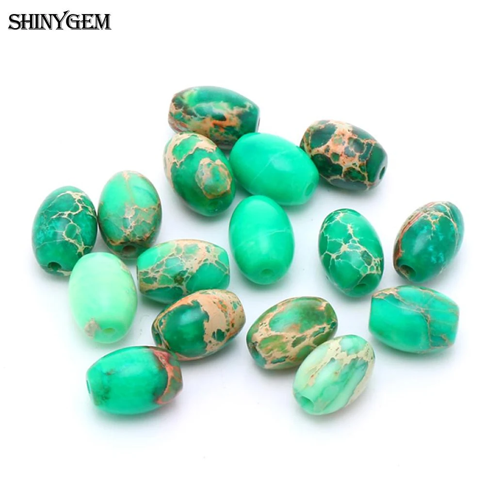 Натуральный зеленый текстура морской осадок яшмы Императорский камень бочка бусины оптовая продажа ювелирных аксессуаров для DIY ожерелье браслет