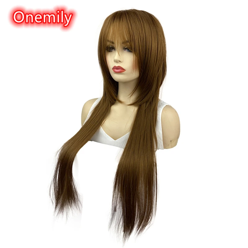 

Onemily Long Straight Heat Resistant Synthetic Wigs for Women Girls Medium Auburn Theme Party Evening Out Dating Fun