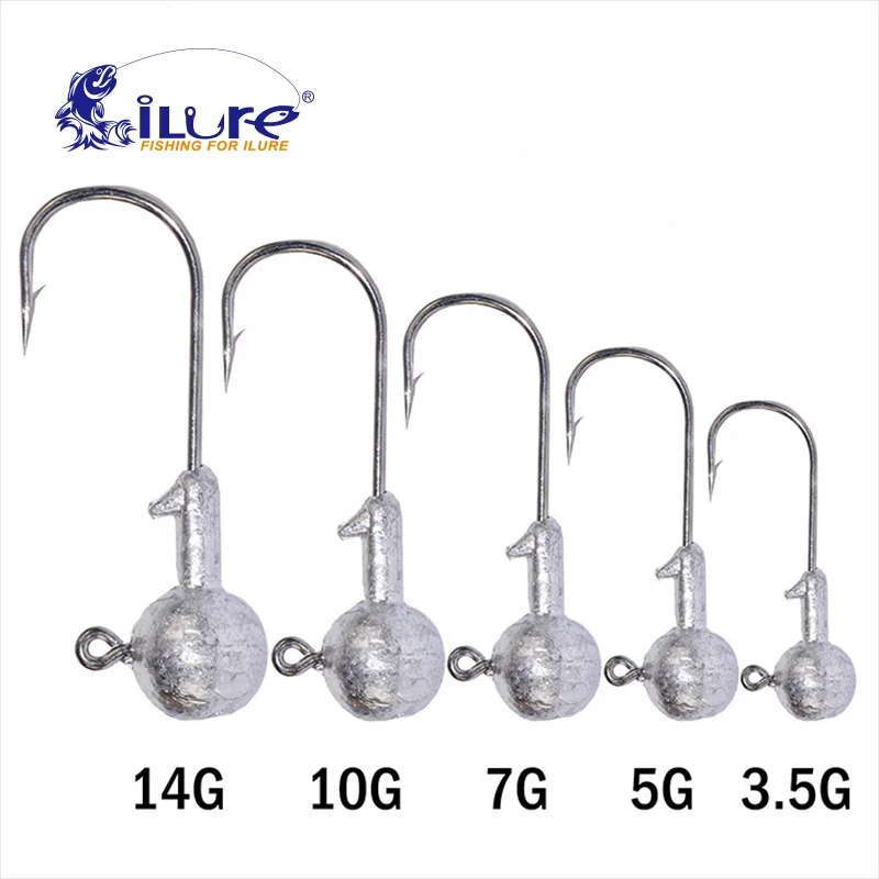 ILure 10 шт./лот крючки станок и Lead Jig Head 3.5g 5g 7g 10g 14g с зазубринами Мягкая приманка