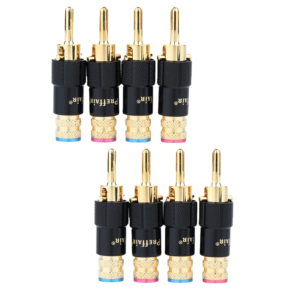 

4xBA1410 Rhodium /Gold Plated Audio Banana Speaker Plug Screw Locking 10mm Cable Wire Connector Speaker Cable Plug HIFI Diy