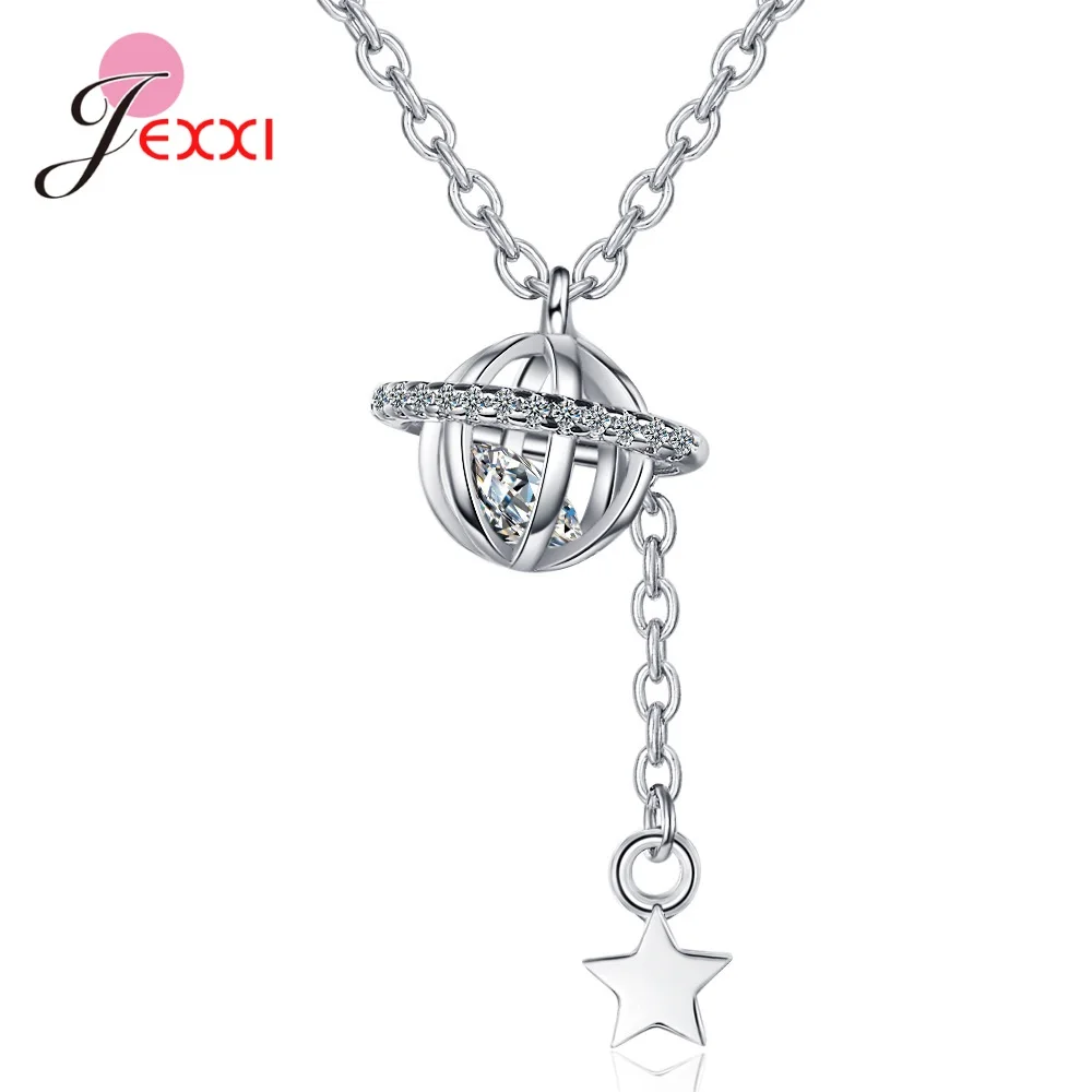 

Серебряный Вселенной Звездных планета Подвеска Ожерелье 925 стерлингового серебра, высокое качество, ювелирное изделие, подарок для женщин, ...