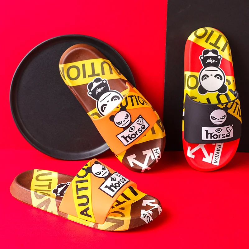 Шлепанцы мужские пляжные с принтом панды Нескользящие повседневные модные