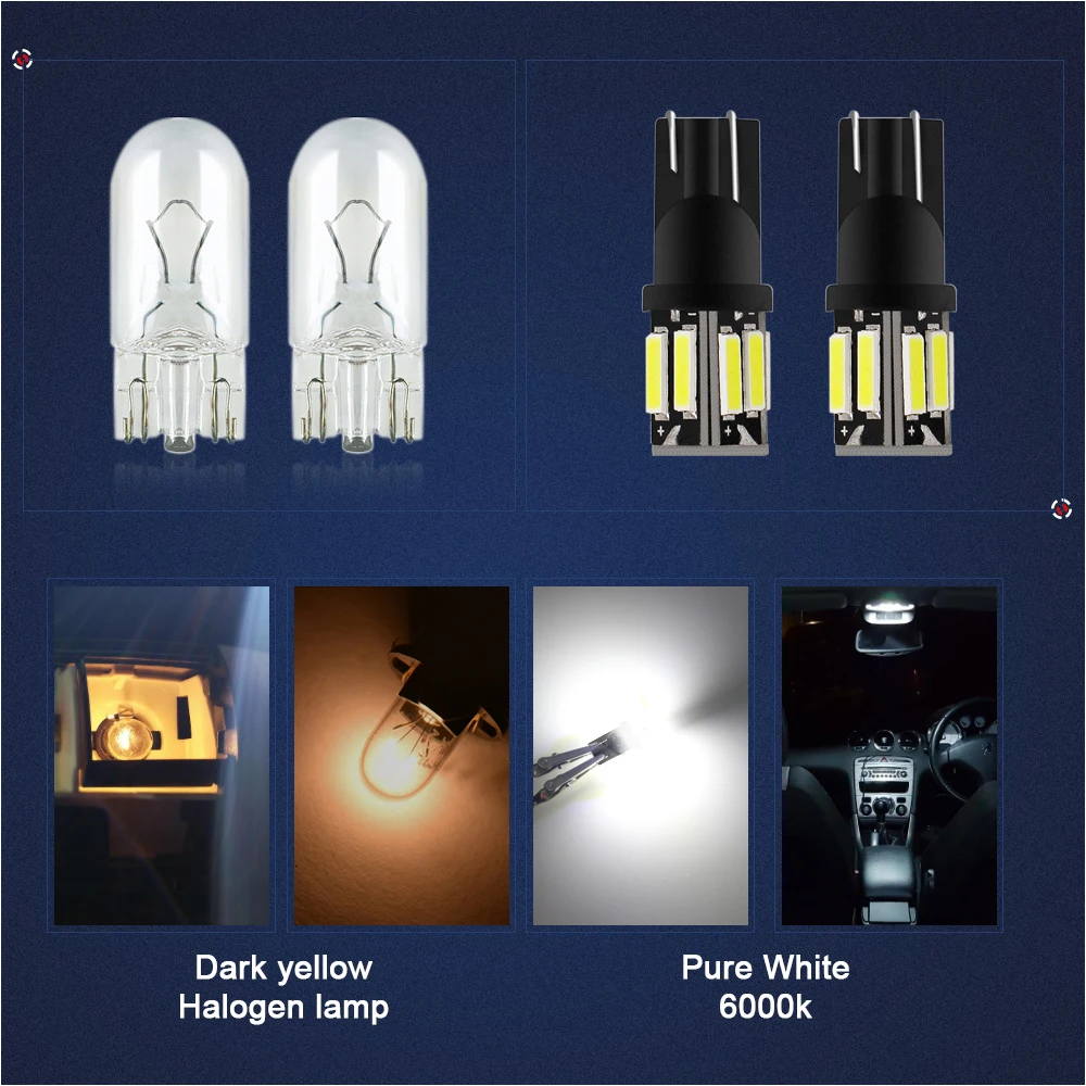 2x без Ошибок T10 светодиодный светильник W5W 194 168 для BMW E60 E90 Peugeot 307 Mini Cooper R56 Seat leon 2