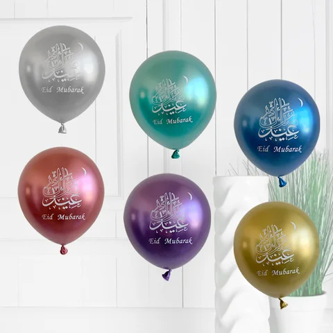 10pcs Eid Mubarak Globos de láminas Ramadán Kareem Decoración Ramadán Mubarak Muslim Festival Islámico Decoraciones de bricolaje
