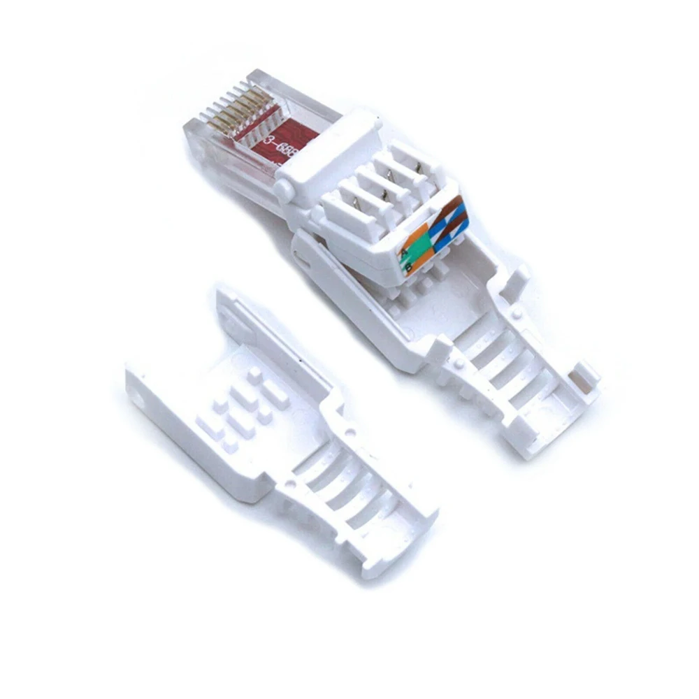 Белый коннектор RJ45 без инструментов обжима коннекторы для кабеля Ethernet