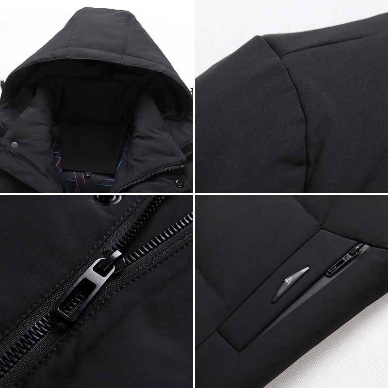Asesmay brand men down coat for winter jackets thick warm parkas hoodies detachable hat waterproof casual coats | Мужская одежда