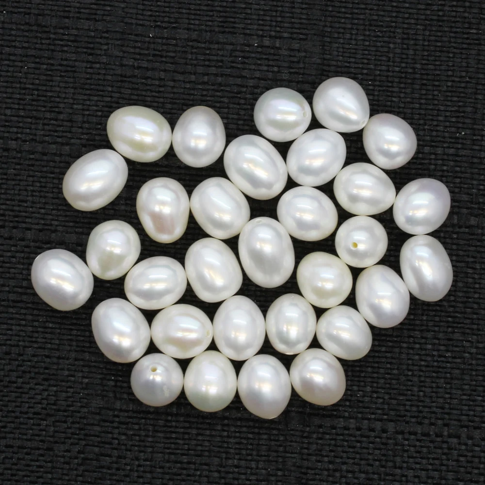 

10pcs / bag natural freshwater pearl loose beads 6-9mm drop-shaped center hole jewelry making DIY necklace earring accessories