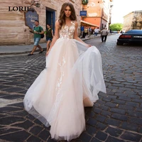 lorie champagne bohemian wedding dresses beach a line bridal gowns backless modern robe de mariee 2020 wedding gowns plus size