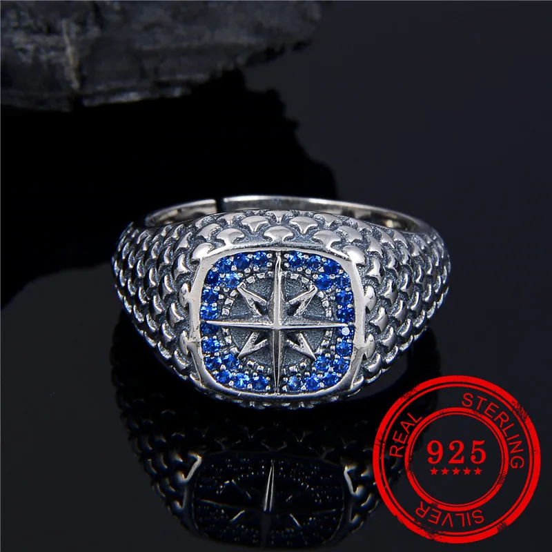 

Genuine sterling silver 925 ring retro fashion style zircon inlay ladies wedding gift fashion party silver 925 accessories