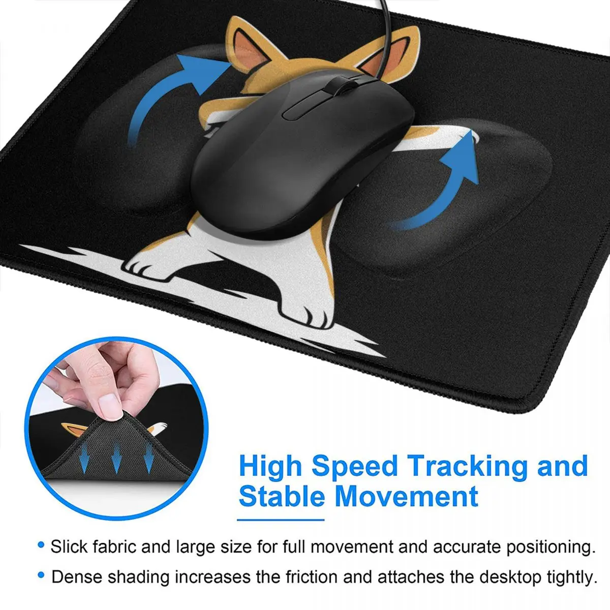 

Dabbing Corgi Funny Vintage Mouse Pad Waterproof Soft Mat Natural Rubber Computer Keyboard Desk Pad