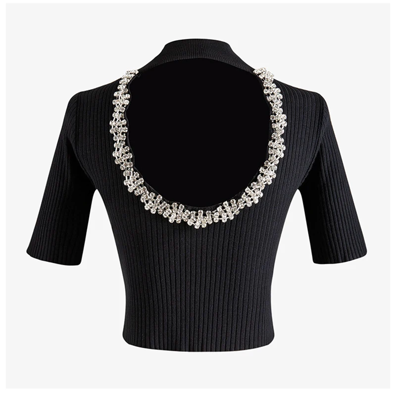 Женская водолазка TWOTWINSTYLE черная футболка в стиле пэчворк повседневная