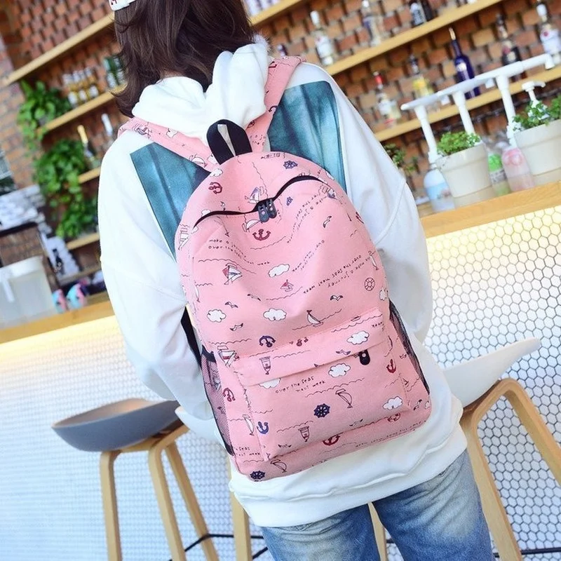 

Kids Backpack Girls Ocean Scenery Printed Travel Backpack Portable Canvas Bag For Middle School Girls Zipper Closure