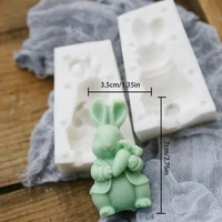 cute carrot rabbit candle mold for candle making aromatherapy gypsum candle baking decoration silicone mold easter home decor