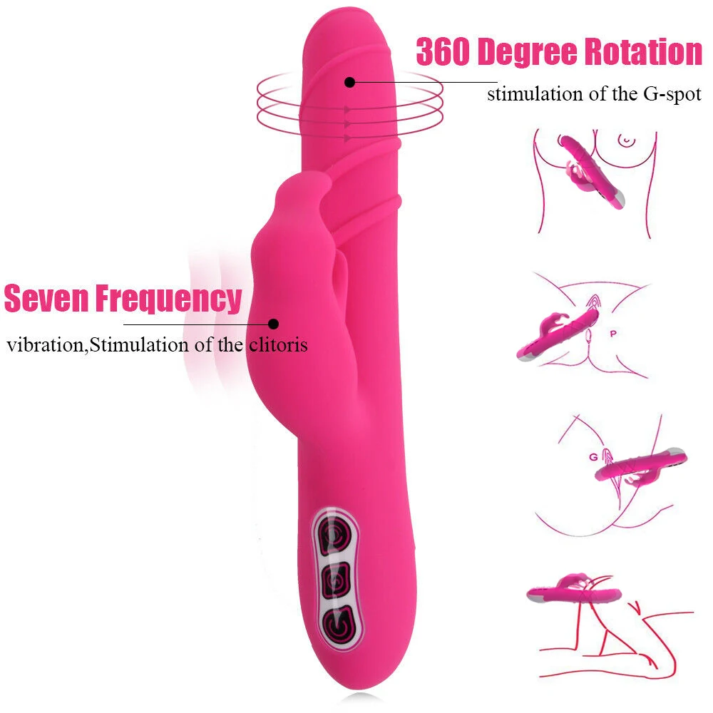 Вибратор кролик Женский вращающийся на 360 градусов из силикона|Вибраторы и