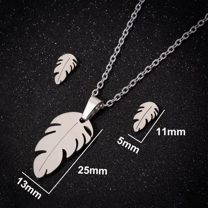 Silver Jewelry Set SMJEL перо из нержавеющей стали серьги ювелирные изделия, Золотая цепь наборы женщин bijoux enfant fille Амулет Бусы с орлами оптом - Окраска металла: Silver Jewelry Set