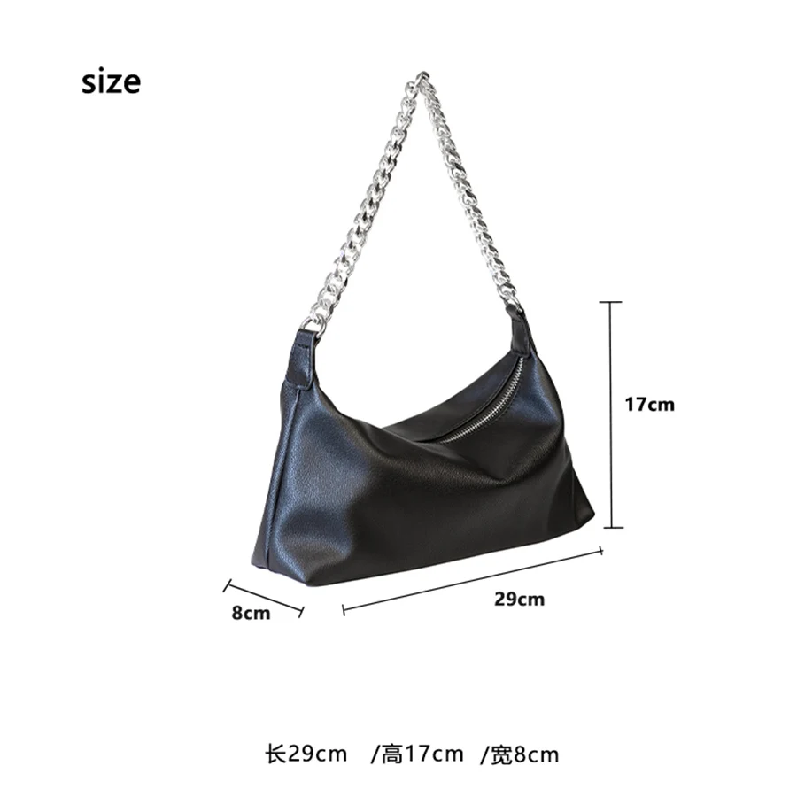 

Soft Leather Shoulder Bag Black Underarm Bag Trendy Women Messenger Handbags 2021 Winter Chain Crossbody Bags Bolsa De Hombro