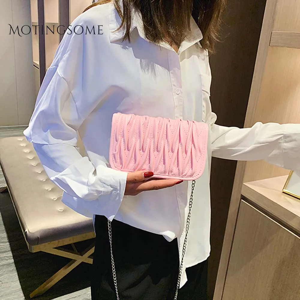 Маленькая маленькая сумка с клапаном узором в виде морщин на цепочке плечо