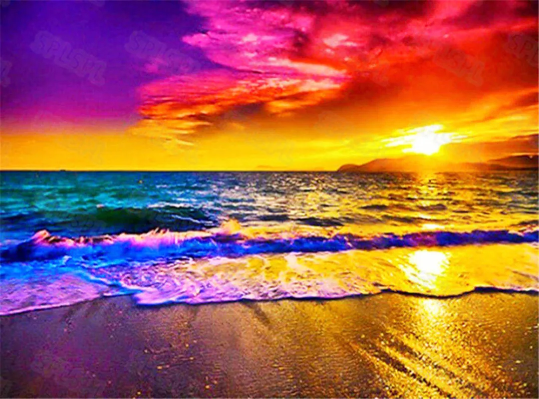 

Diy Diamond Painting Modern Strange and Wonderful Natural Scenery Beautiful Sky and Sea Forest and Lake Decorative Painting
