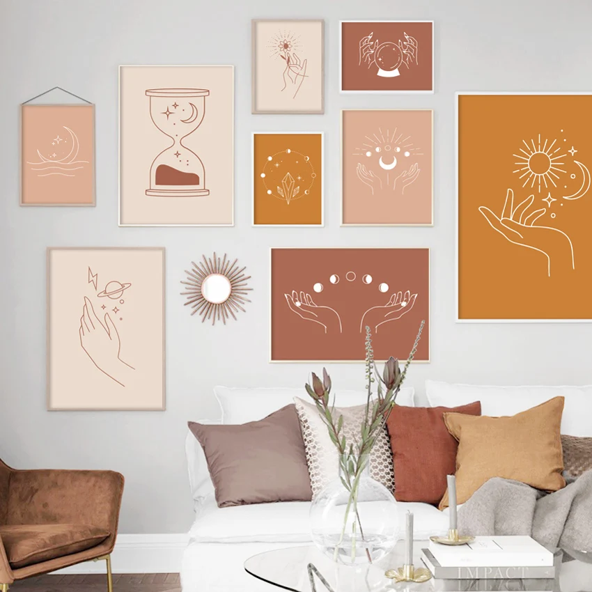 

Crystal Ball Hourglass Hand Moon Sun Abstract Wall Art Canvas Painting Posters And Prints Wall Pictures For Living Room Decor