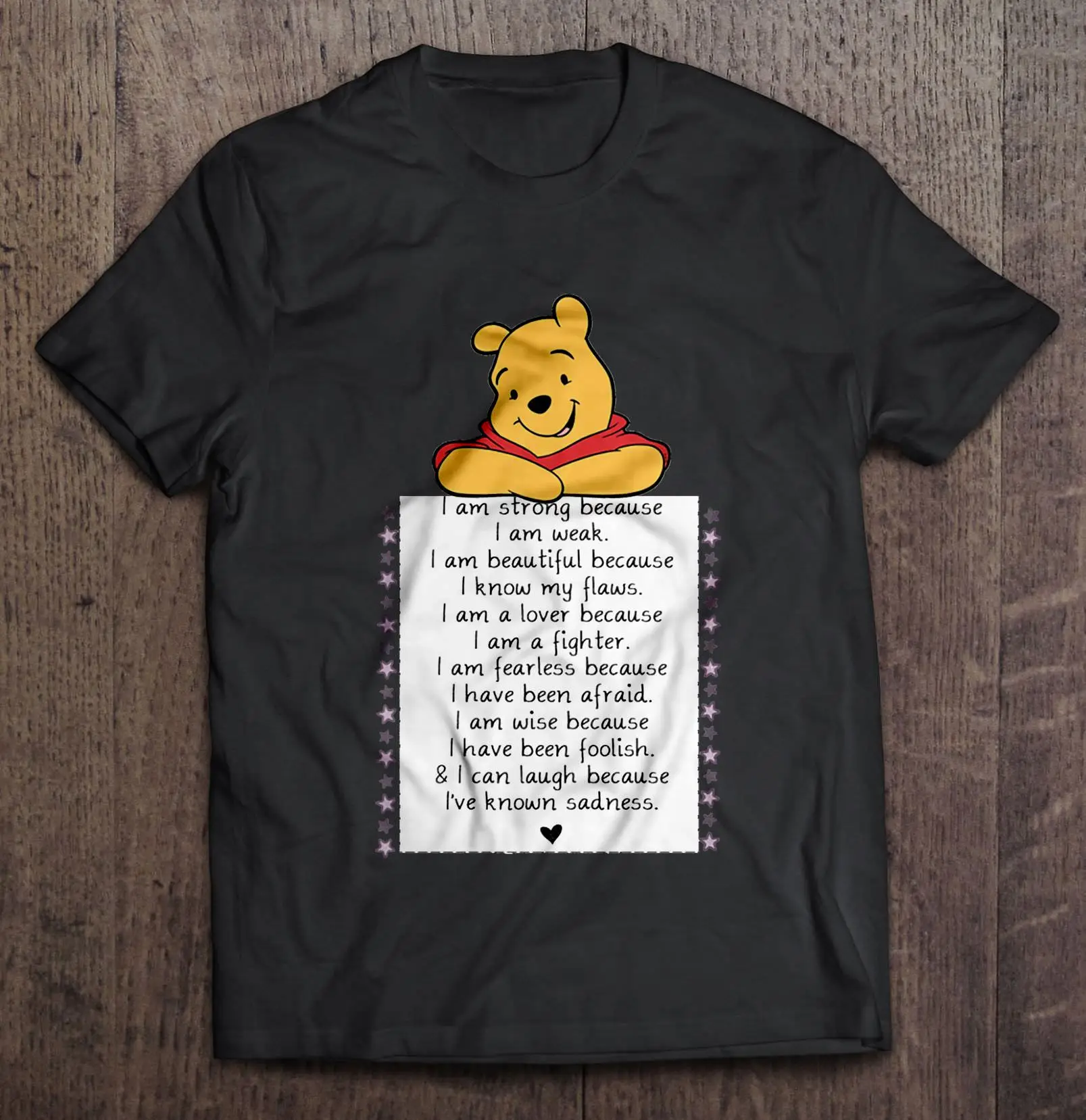 Я сильный потому что я слабый Винни-Пух Версия футболки | Мужская одежда