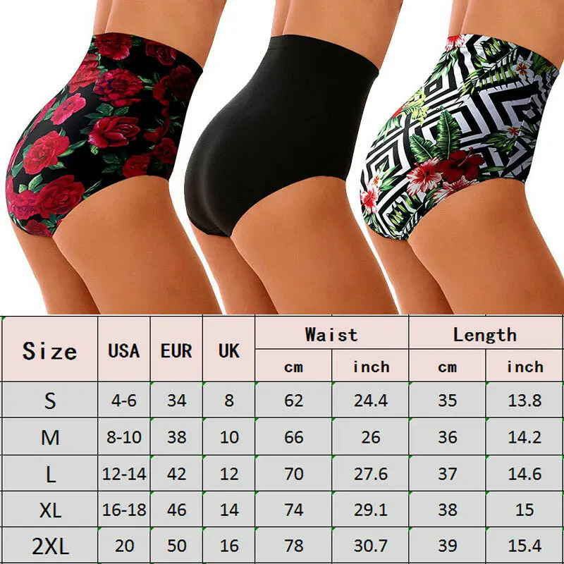 

Women High Waist Brazilian Bityoms Bottom Swimsuit Bikini Bottoms Tankini Swim Thongs Plus Size Floral Print Briefs