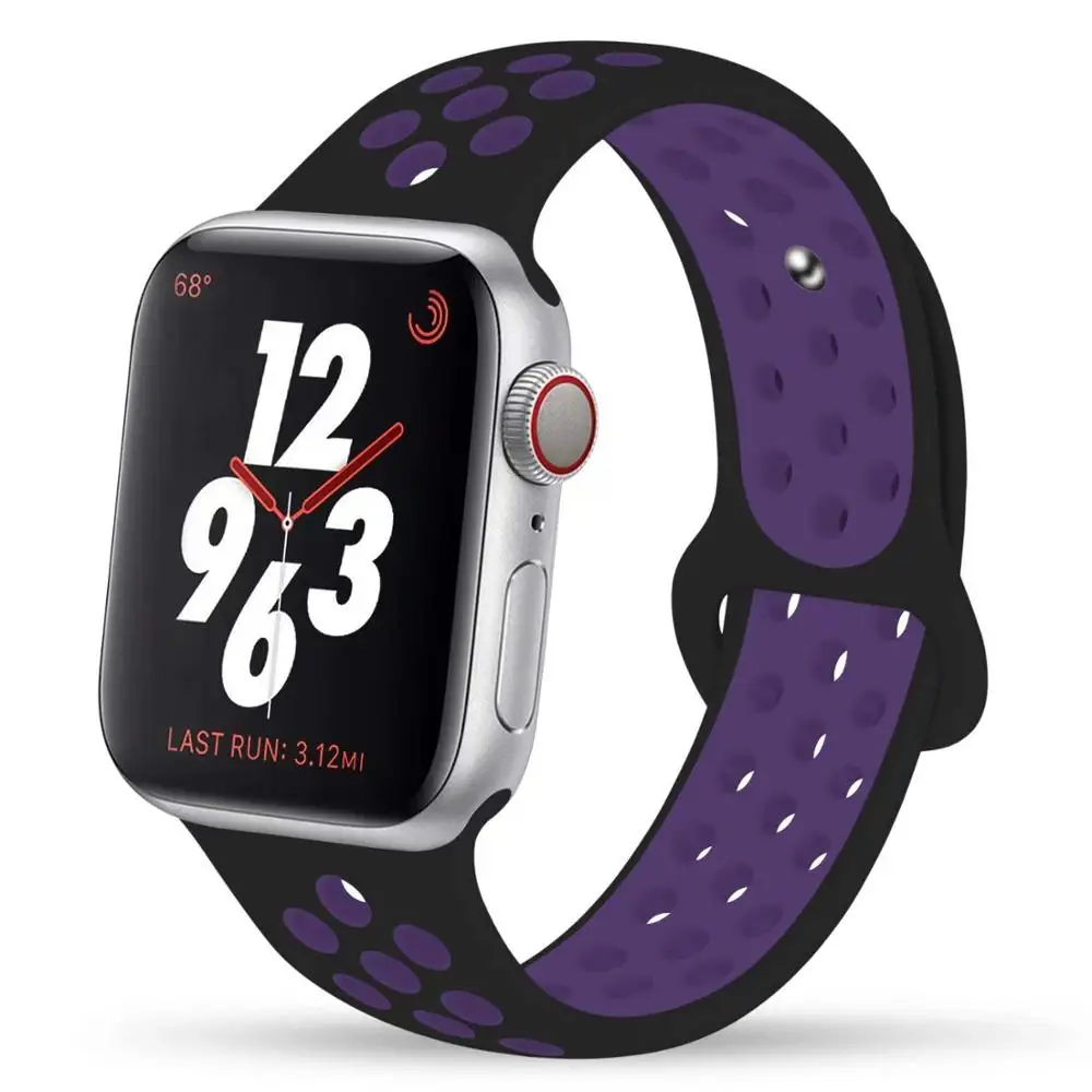 KeBitt запасной спортивный ремешок для Apple Watch 38 мм 40 42 44 силиконовый Браслет