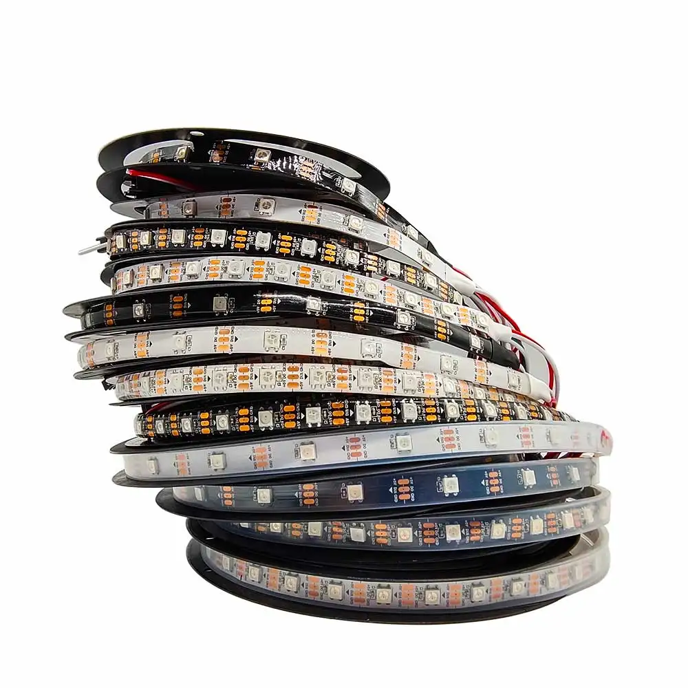 DC5V WS2812B Светодиодная лента 30/60/74/96/144 светодиодов/м 0 5 м/1 м/2 м/3 м/4 м/5 М WS2812 черный /