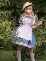girls alice in wonderland fancy maid cosplay costumes long dress for women sweet cute waitress lolita dress anime purim costumes
