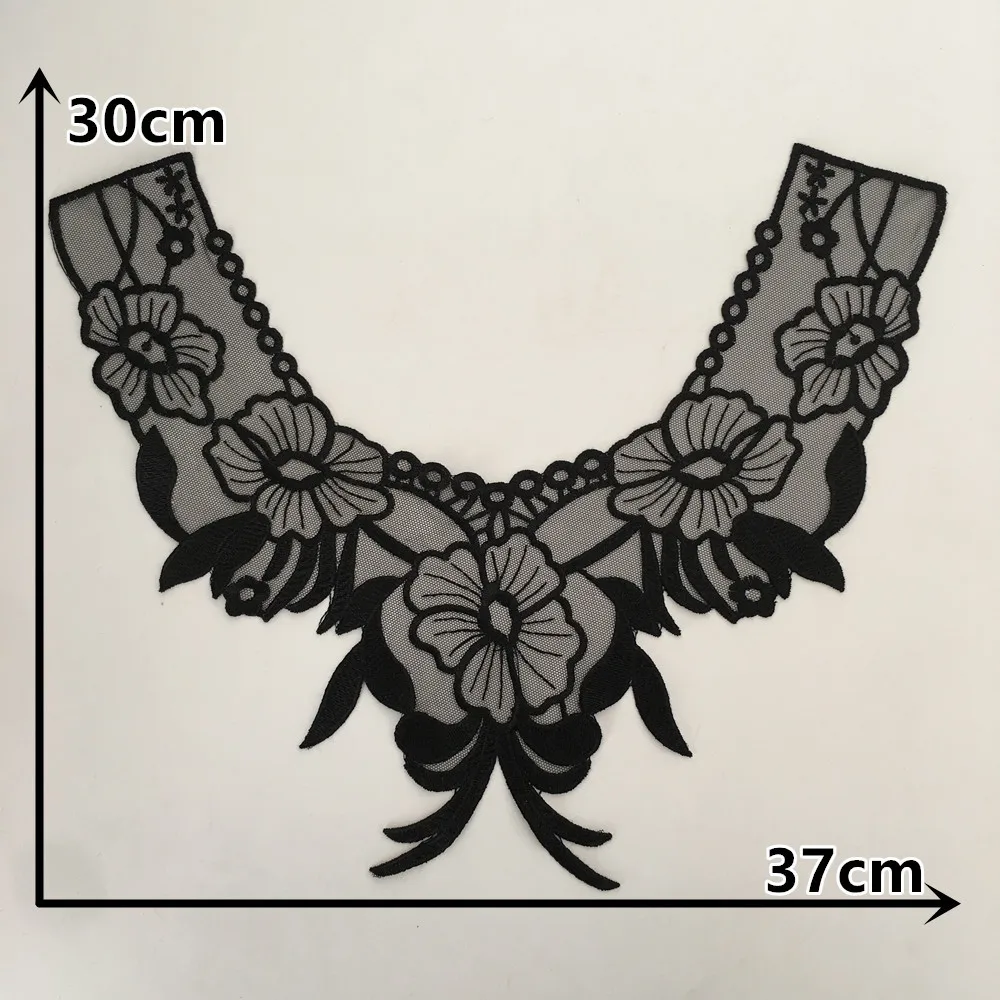Черный вышитый воротник из органзы Венецианская аппликация кружевной вырез DIY