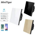 Сенсорный выключатель света для умного дома, настенный прерыватель, 1 пост, 1 канал, Wi-Fi выключатель света, стандарт ЕС, работа с Alexa Google Home