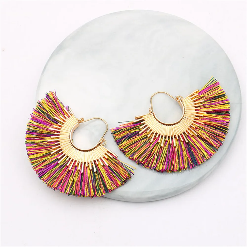 Женские Геометрические серьги кисточки CRLEY этнические трендовые хлопковые