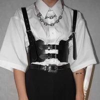 steampunk streetwear harness pu leather womens corset vest waistcoat cummerbunds adjustable summer top cropped tanks