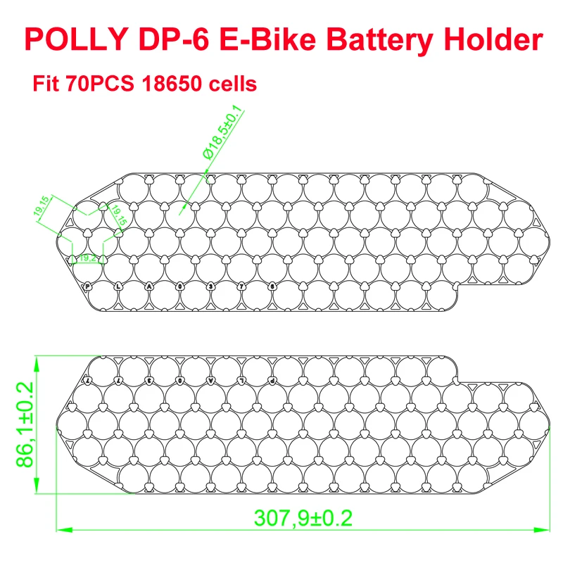POLLY DP-6 E-Bike Battery Case 36V 48V 52V 60V Parts Fit 70PCS 18650 Cell Empty Box Nickel Strip 10S 13S 14S 30A BMS for DIY DP6