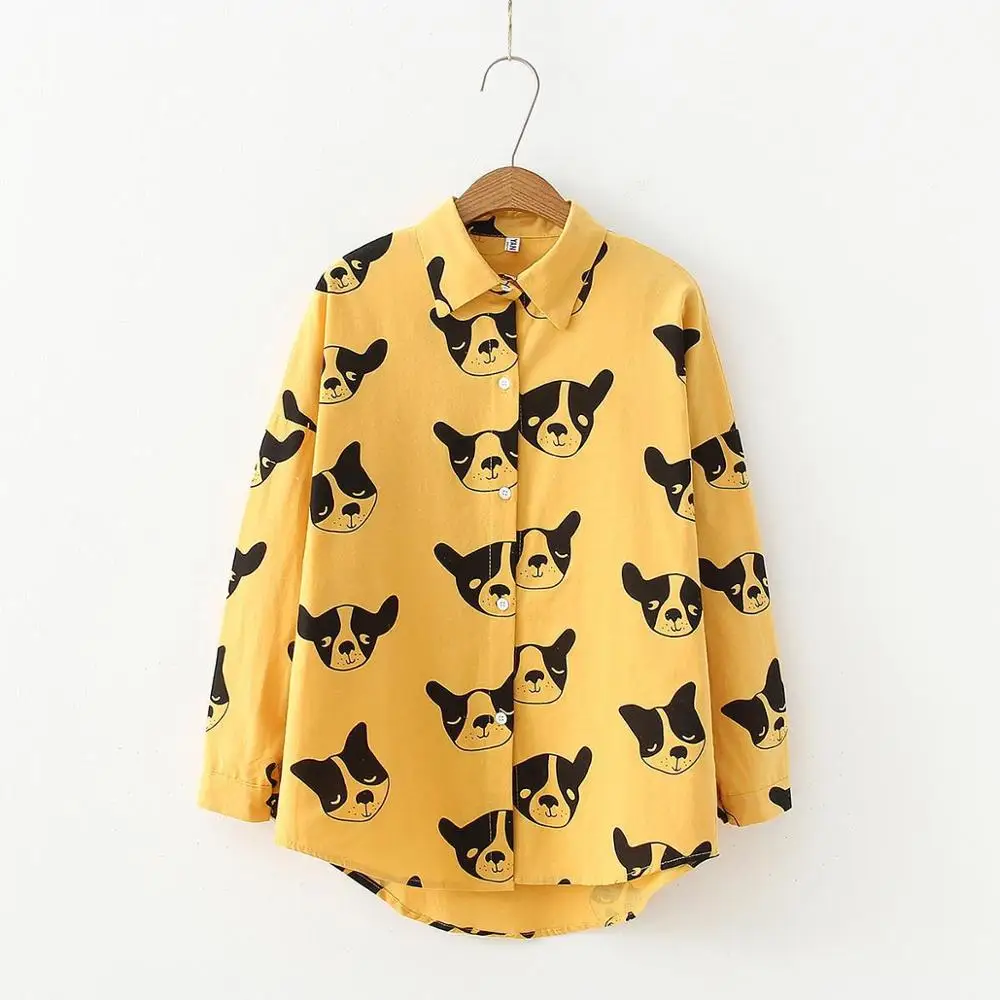 Женские белые рубашки повседневные женские блузки с животным принтом весенне