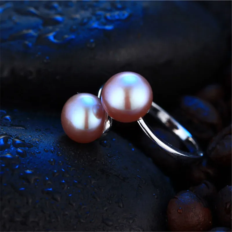 Dainashi 100% Genuine Freshwater Cultured Pearl Ring Fashion Design 925 Sterling Silver Simple Open Adjustable for Women | Украшения и
