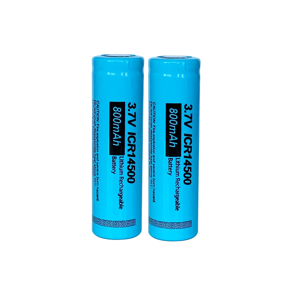 

2Pcs/PKCELL ICR14500 AA Battery Rechargeable 3.7V 800Mah Li ion Batteries 14500 lithium Battery For LED Flashlight