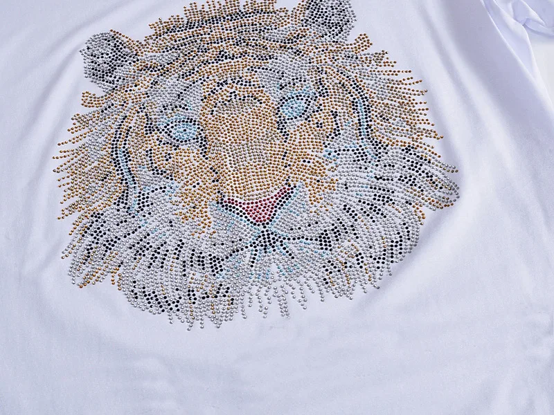 

2021 male and female tiger T-shirt with hot drilling craft short sleeves