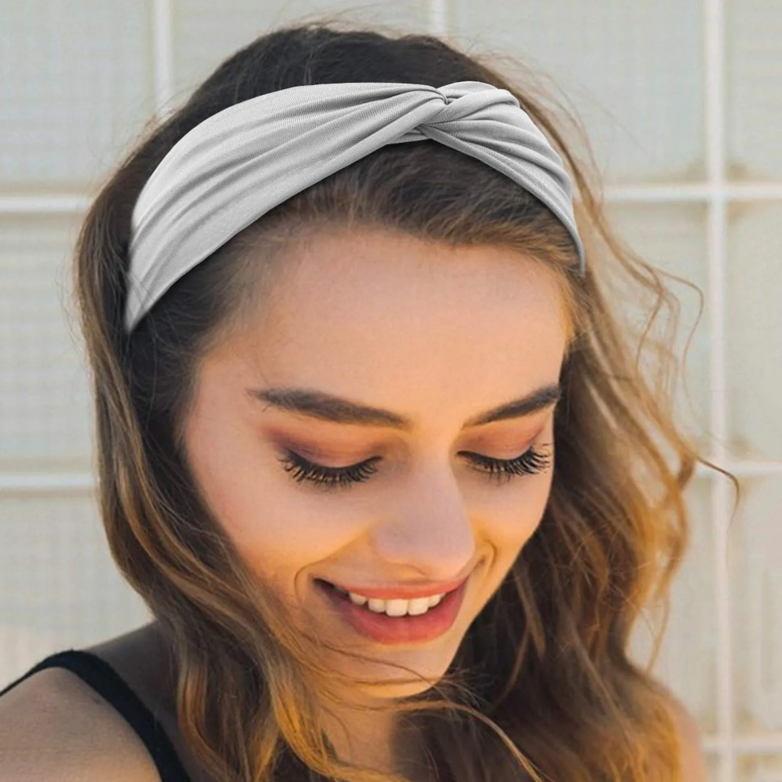 

2021 Women Solid Headband Turban Elastic Headwear Head Wrap simple style Hair Accessories for female Striped Hair Bands 8PC