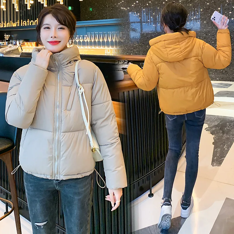 

2021 New Winter Padded Jacket Jacket Korean Style Loose Stand-up Collar Long-sleeved Solid Color Short