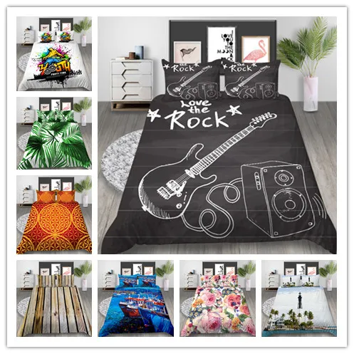 Комплект постельного белья с цифровым 3D принтом пододеяльник рисунком музыки